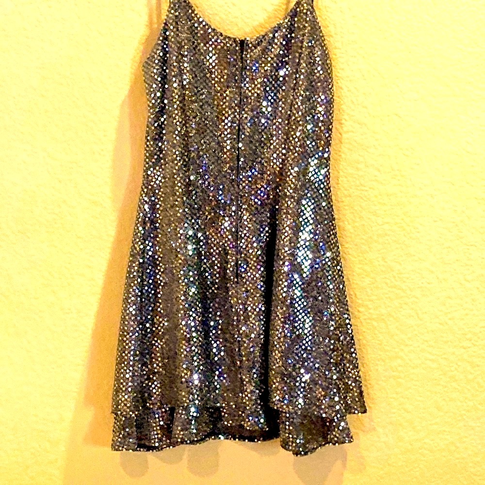 SEXY spaghetti, strap, sequence, Silver Mini Dress - Picture 3 of 7